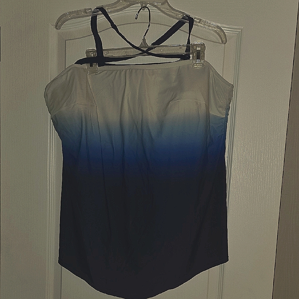 Cacique Blue and White Ombre One Piece Swimsuit